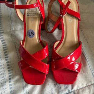 Soda Red Patent Platform Sandals